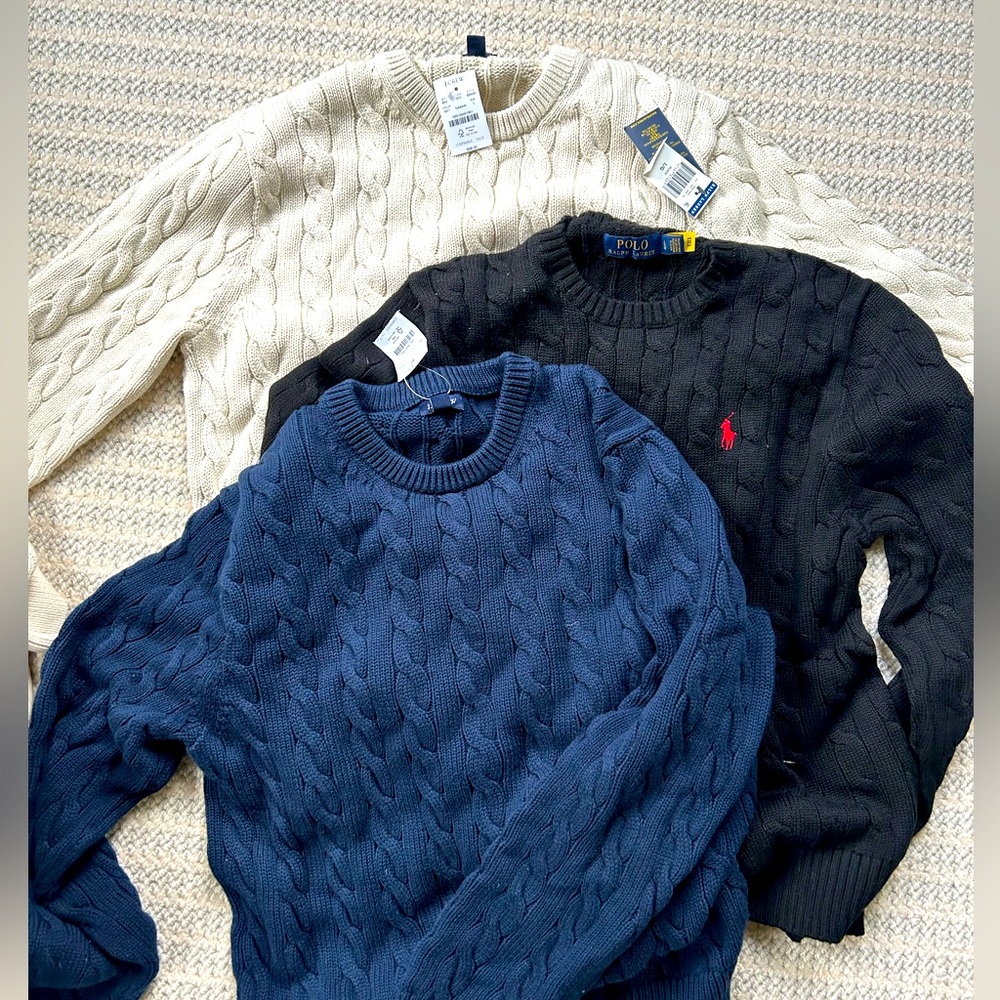 NWT cotton cable knit men’s sweater